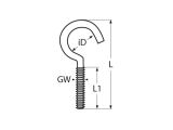 Schraubhaken mit metrischem Gewinde A2 M8X80