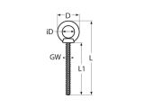 Ringschraube mit langem Gewinde A2 M12x300
