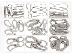 Sortimentskasten Simplexhaken & Surf-Snaps, 37-teilig / A4-AISI 316