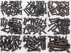 Sortimentskasten Blechschrauben Linsenkopf schwarz, 200-teilig / A4-AISI 316