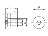 SB Hülsenmuttern mit Senkkopf und Innensechskant Edelstahl A4 / M 6X16 3St.