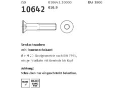 50 x ISO 10642, 10.9 Senkschrauben mit Innensechskant M14 x 70 (blank/schwarz)