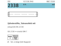 10 x ISO 2338 Zylinderstifte, Toleranzfeld m6, 16 x 35 Edelstahl A4
