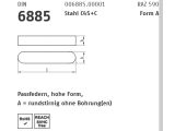 1 x DIN 6885 Stahl C45+C Form A Passfeder, hohe Form, 45...