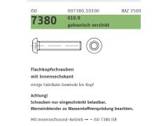 100 x ISO 7380-1 10.9 Flachkopfschrauben mit Innensechskant M12 x 70 verzinkt