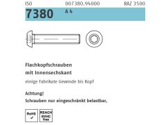100 x ISO 7380-1 Flachkopfschrauben mit Innensechskant M10 x 60 Edelstahl A4