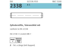 200 x ISO 2338 Zylinderstifte, Toleranzfeld m6 - 5 x 35 Edelstahl A1