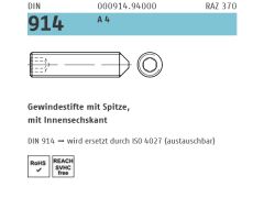 500 x DIN 914 Gewindestifte mit Spitze, mit Innensechskant M5 x 6 Edelstahl A4