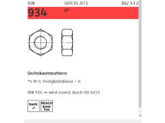 100 x DIN 934, 8 Sechskantmuttern M18 verzinkt