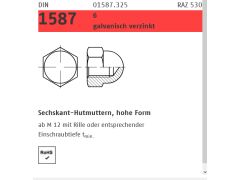 50 x DIN 1587 6 Sechskant-Hutmuttern, hohe Form M18 verzinkt