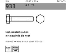 25 x DIN 933 Sechskantschrauben mit Gewinde bis Kopf M10 x 120 Edelstahl A2-70