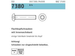 500 x ISO 7380-1 Flachkopfschrauben mit Innensechskant M6 x 25 Edelstahl A4