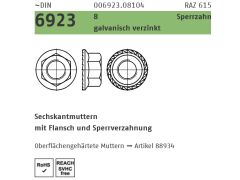 250 x DIN 6923 8 Sechskantmuttern mit Sperrverzahnung und Flansch M14 verzinkt