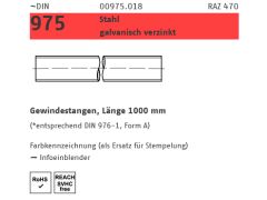 1 x DIN 975 Stahl Gewindestangen, Länge 1000 mm M24 verzinkt