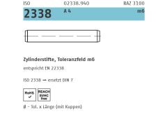 200 x ISO 2338 m6 Zylinderstifte, Toleranzfeld 5 x 35 Edelstahl A4
