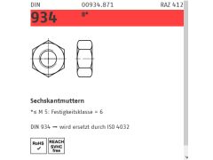 50 x DIN 934 8 Sechskantmuttern M22 verzinkt