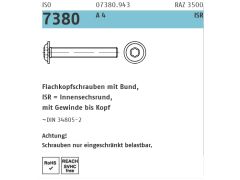 200 x ISO 7380-2 ISR Flachkopfschrauben mit Innensechsrund und Bund M6 x 40 -T30 Edelstahl A4