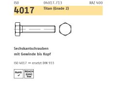 50 x ISO 4017 Sechskantschrauben mit Gewinde bis Kopf M8 x 50 Titan Grade 2