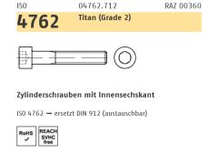 200 x ISO 4762 Zylinderschrauben mit Innensechskant M6 x 30 Titan Grade 2