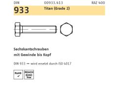 50 x DIN 933 Sechskantschrauben mit Gewinde bis Kopf M8 x 60 Titan Grade 2