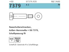 50 x ISO 7379 A 2 f9 Pass-Schulterschrauben, Schaftpassung f9 5 f9 M 4 x 30 Edelstahl A2