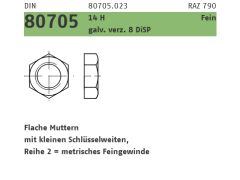 50 x DIN 80705 14 H 8 DiSP + S Flache Muttern mit kleinen SW, mit metrischem Feingewinde M26 x 1,5 verzinkt