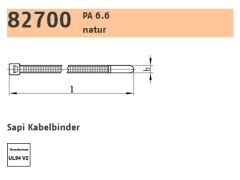 50 x PA 6.6 natur Sapi Kabelbinder 12,5 x 1000
