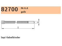 100 x PA 6.6 gelb Sapi Kabelbinder 4,5 x 280