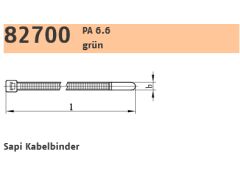 100 x PA 6.6 grün Sapi Kabelbinder 2,5 x 100