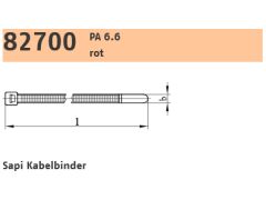 100 x PA 6.6 rot Sapi Kabelbinder 2,5 x 100