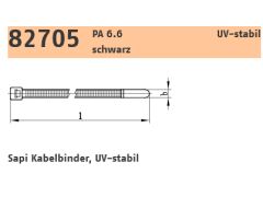 100 x PA 6.6 schwarz, UV-stabil Sapi Kabelbinder UV-stabil 4,5 x 380