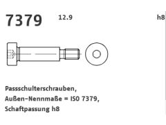 50 x ISO 7379 12.9 h8 Pass-Schulterschrauben, Schaftpassung M 6 x 65 (blank/schwarz)