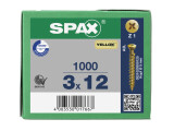 1000 x SPAX-S SENKKOPF BREMSRIPPEN KLEINER KOPF KREUZSCHLITZ Z1 YELLOX 3 x12