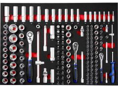 1/4" + 3/8" + 1/2" proficraft Steckschlüssel-Satz Einlage, 145-teilig, 72 Zahn Knarren