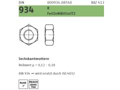 500 x Sechskantmuttern DIN 934 Kl.8 M10 Zink Lamellen
