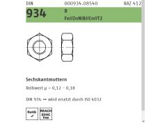 100 x Sechskantmuttern DIN 934 Kl.8 M20 Zink Lamellen