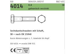 50 x Sechskantschrauben mit Schaft ISO 4014 8.8 CE M12 x 80 SB nach EN 15048 verzinkt