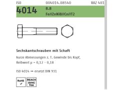 200 x Sechskantschrauben mit Schaft ISO 4014 8.8 M6 x 50 Zink Lamellen