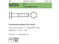 100 x Sechskantschrauben mit Schaft ISO 4014 8.8 M8 x 85 Zink Lamellen