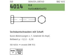 50 x Sechskantschrauben mit Schaft ISO 4014 8.8 M12 x 80 Zink Lamellen