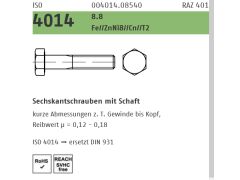 25 x Sechskantschrauben mit Schaft ISO 4014 8.8 M20 x 100 Zink Lamellen