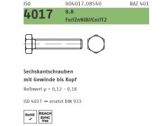 500 x Sechskantschrauben Vollgewinde ISO 4017 8.8 M6 x 25 Zink Lamellen