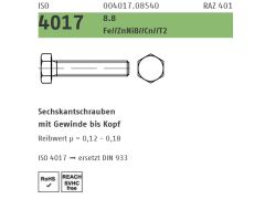 100 x Sechskantschrauben Vollgewinde ISO 4017 8.8 M12 x 40 Zink Lamellen