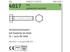 200 x Sechskantschrauben Vollgewinde ISO 4017 8.8 M10 x 30 CE nach EN 1090 verzinkt