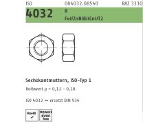 100 x Sechskantmuttern, Typ 1 ISO 4032 Kl.8 M20 Zink Lamellen