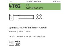 500 x Zylinderschrauben mit Innensechskant ISO 4762 8.8 M6 x 30 Zink Lamellen