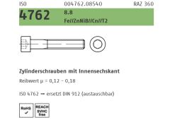 100 x Zylinderschrauben mit Innensechskant ISO 4762 8.8 M12 x 40 Zink Lamellen
