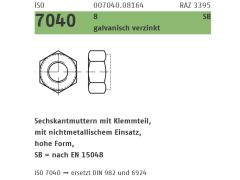 50 x Sechskantsicherungsmutter ISO 7040 Kl. 8 CE M16 SB nach EN 15048 verzinkt