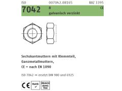 200 x Sechskantsicherungsmutter Ganzmetall ISO 7042 Kl.8 M8 CE nach EN 1090 verzinkt
