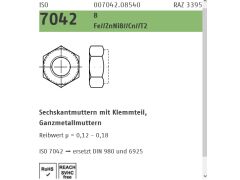 1000 x Sechskantsicherungsmutter Ganzmetall ISO 7042 Kl.8 M6 Zink Lamellen